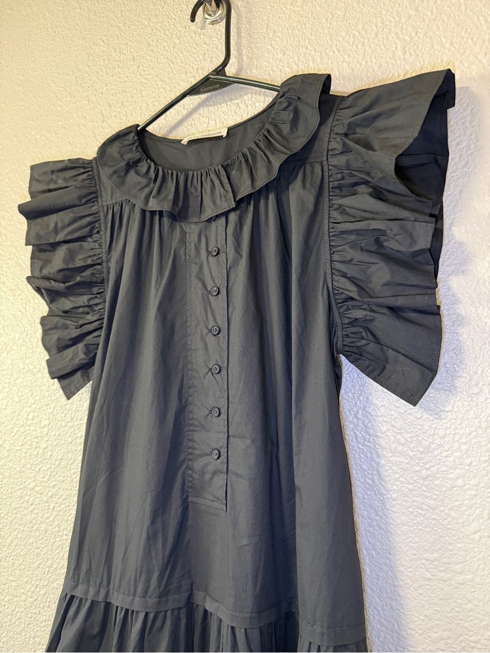 NWOT Ulla Johnson Elsie Dress Black Tiered Ruffle Cotton Poplin Midi Dress 6 - Picture 7 of 10